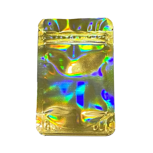 [MB14085GLHOL] Mylar Bag 140 X 85 Mm, PU50, Gold Holographic