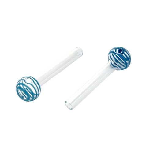 [SSC10128BL] Glas Oil Pfeife Stripe Blue. 1 Stück, ca. 10cm