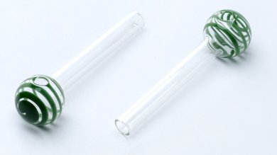 [SSC10128GR] Glass Oil Pipe Stripe Green. 1 Piece, approx. 10cm