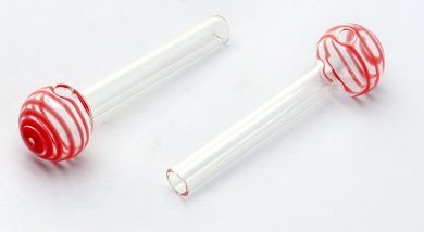 [SSC10128RE] Glas Oil Pipe Stripe Red. 1 Stück, ca. 10cm