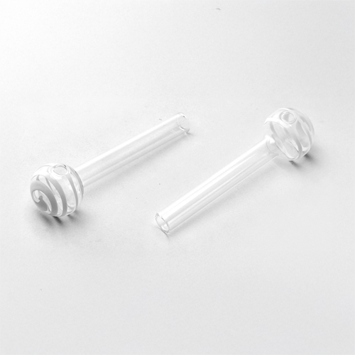 [SSC10128WT] Glas Öl-Pfeife , gestreift-weiß. 1 Stück, ca. 10cm