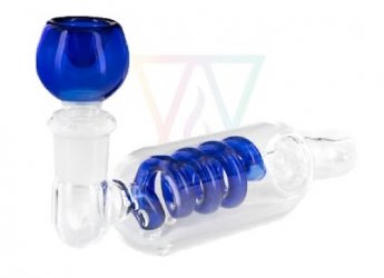 [SSC10104BL] Glaspfeife, Glas Pfeife with Blau Spiral Coil, 13cm