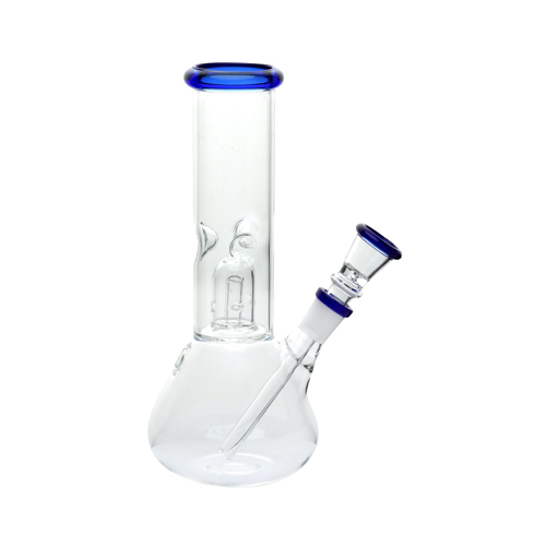 [SSC10207BL] Glass Bong, Percolator With Blue Ring, 20 cm