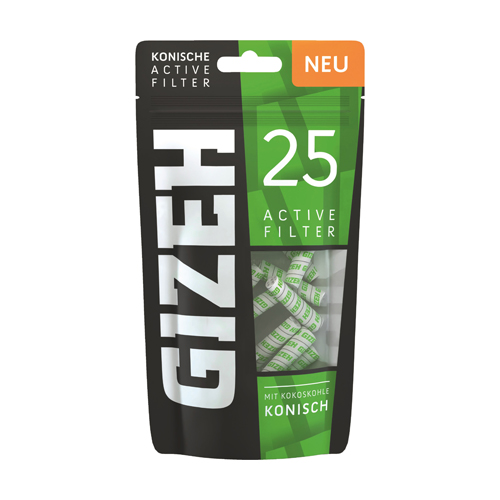 [ZU4KON25] GIZEH Active Filter CONICAL, 1 Bag Of 25 Pieces
