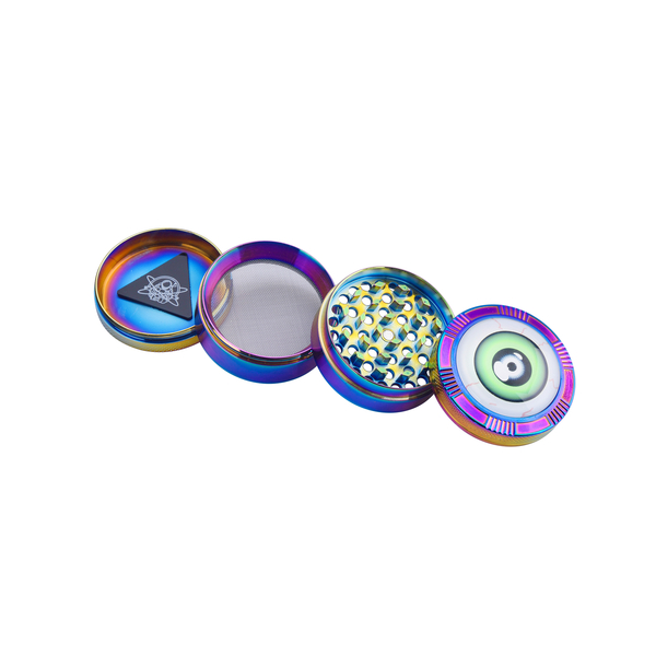 [WN54REDY] Metall Grinder, 50mmŘ, 4-teilig, RED EYES RAINBOW