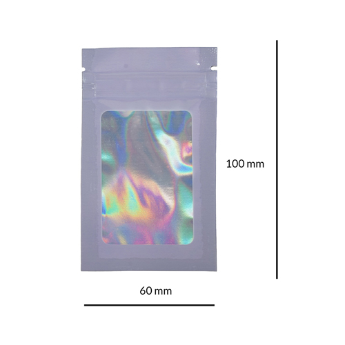 [ZPHW1LIL] Mylarbeutel WINDOW, 100 x 60mm, VE50, LILA