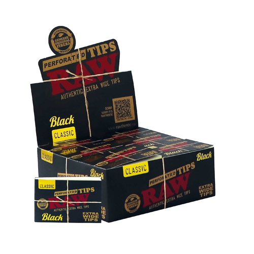 [TIP57] RAW Black Tips Xtra Wide, 4 X 6cm, Perforated