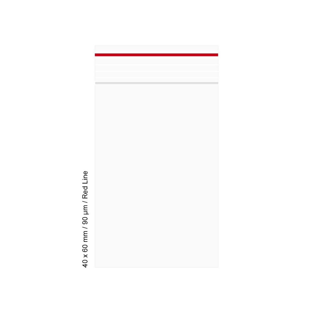 [LD469RL] Poly Bag 4 X 6 Cm, 90 Microns, Pack Of 500, Red LINE