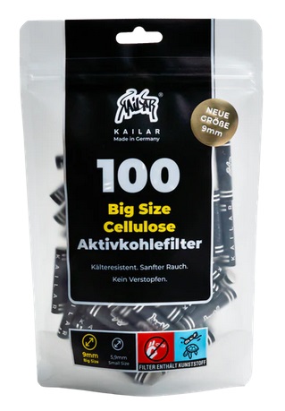 [ZU5BIG100] Kailar Cellulose+Aktivk.filter, 100x BIG SIZE 9mmØ