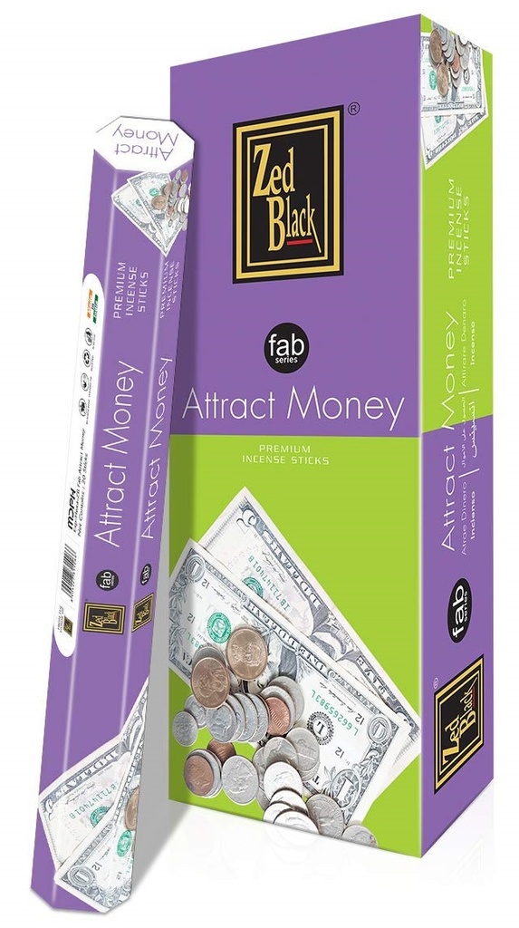 [ZBHX6-2] Incense, Zed Black, ATTRACT MONEY, 6 Packs Of 20 pcs
