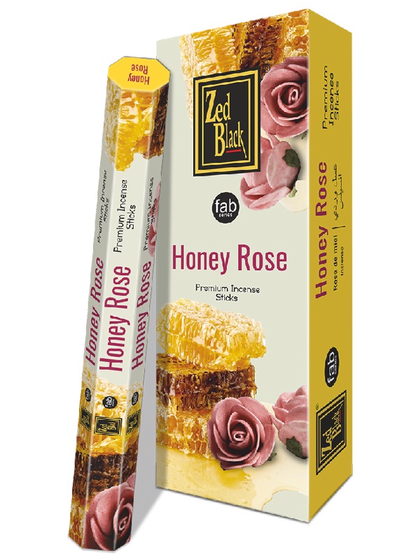 [ZBHX6-6] Räucherstäbchen , Zed schwarz, HONIG ROSE, 6 Packs à 20 Stk.