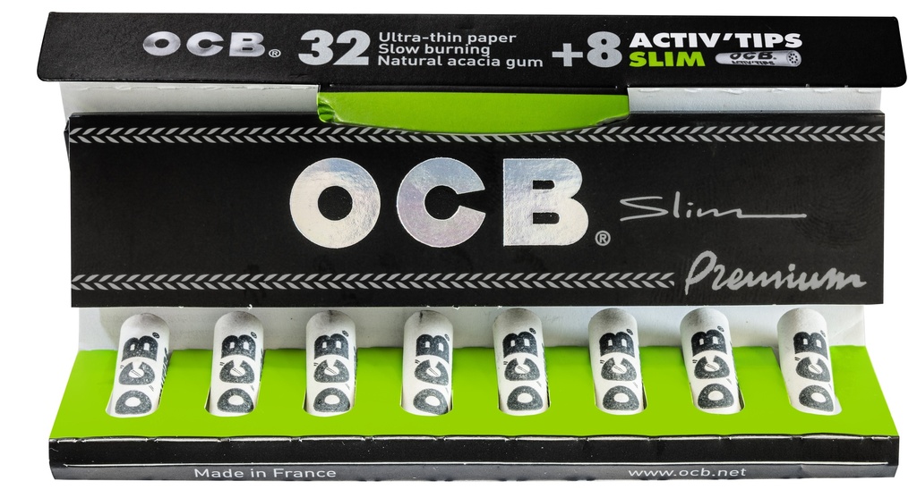 [ZI3PACT] OCB Premium KS Slim schwarz mit ACTIVE Tips, VE20