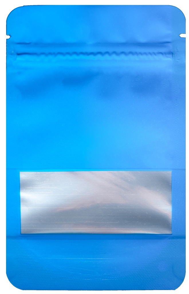 [MBW14085BL] Mylarbeutel small WINDOW, 140 x 85mm, VE50, Blau