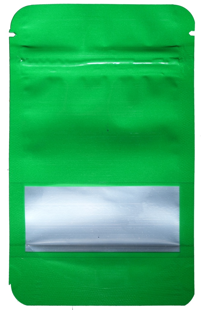 [MBW14085GR] MYLAR BAG with WINDOW 140 x 85mm, Pack of 50, GREEN