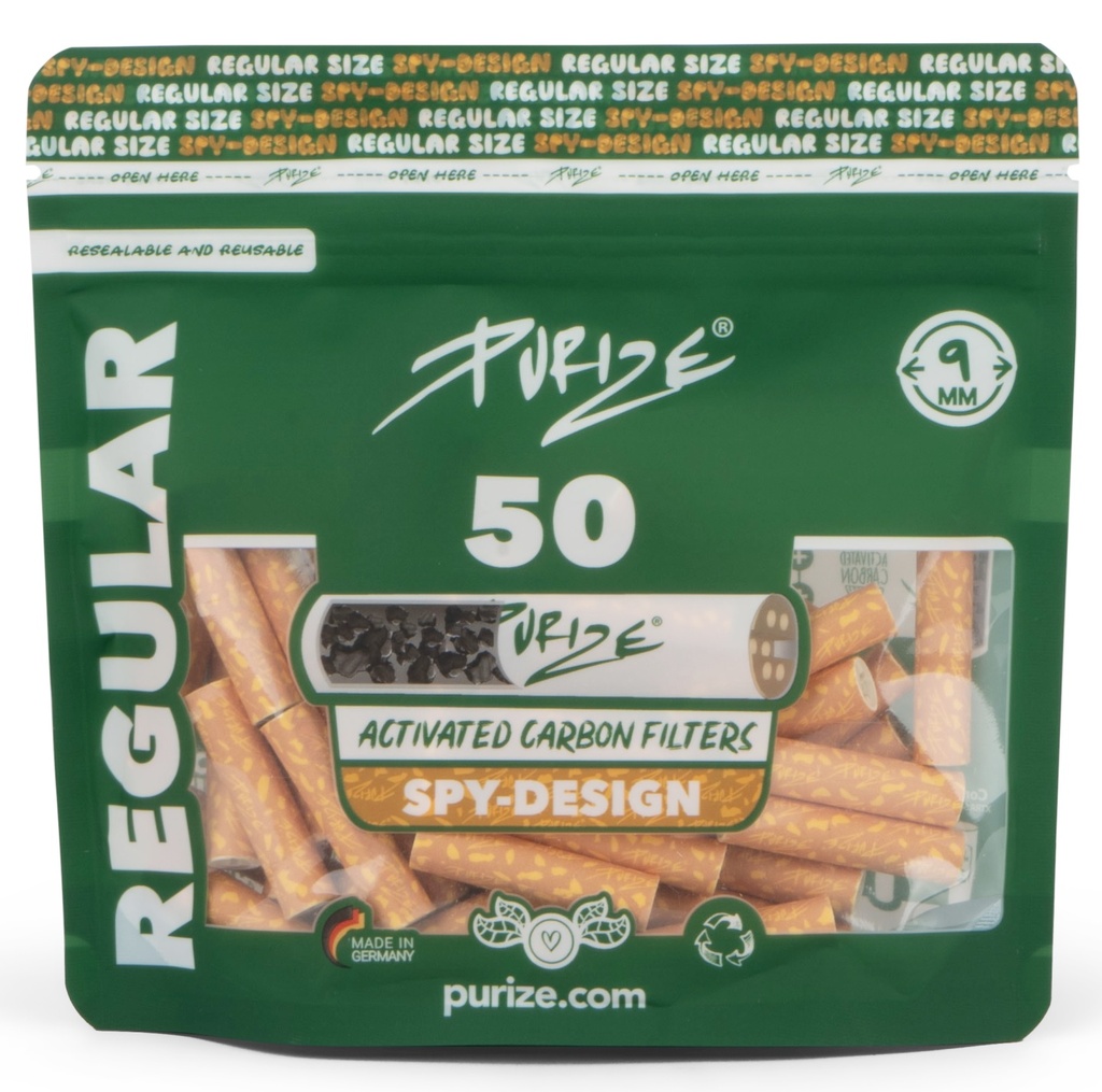 [ZU9BX50SPI] PURIZE Aktivkohlefilter SPION, 1x50er 9mmØ Regular
