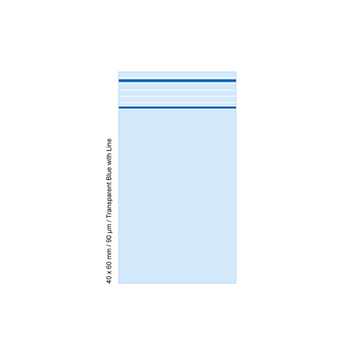 [TLD469BL] Polybeutel 4 x 6cm, 90my, VE500, Transparent Blau