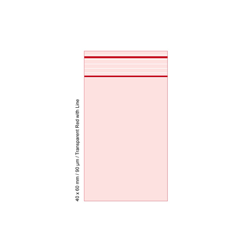 [TLD469RD] Polybeutel 4 x 6cm, 90my, VE500, Transparent Rot