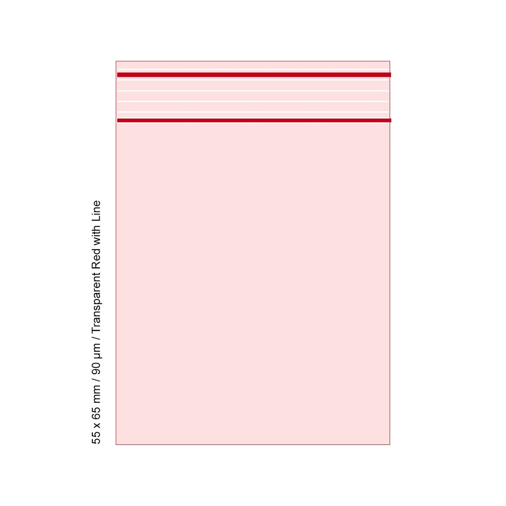 [TLD569RD] Poly Bag 5.5 X 6.5 Cm, 90 My, VE500, Transparent Red