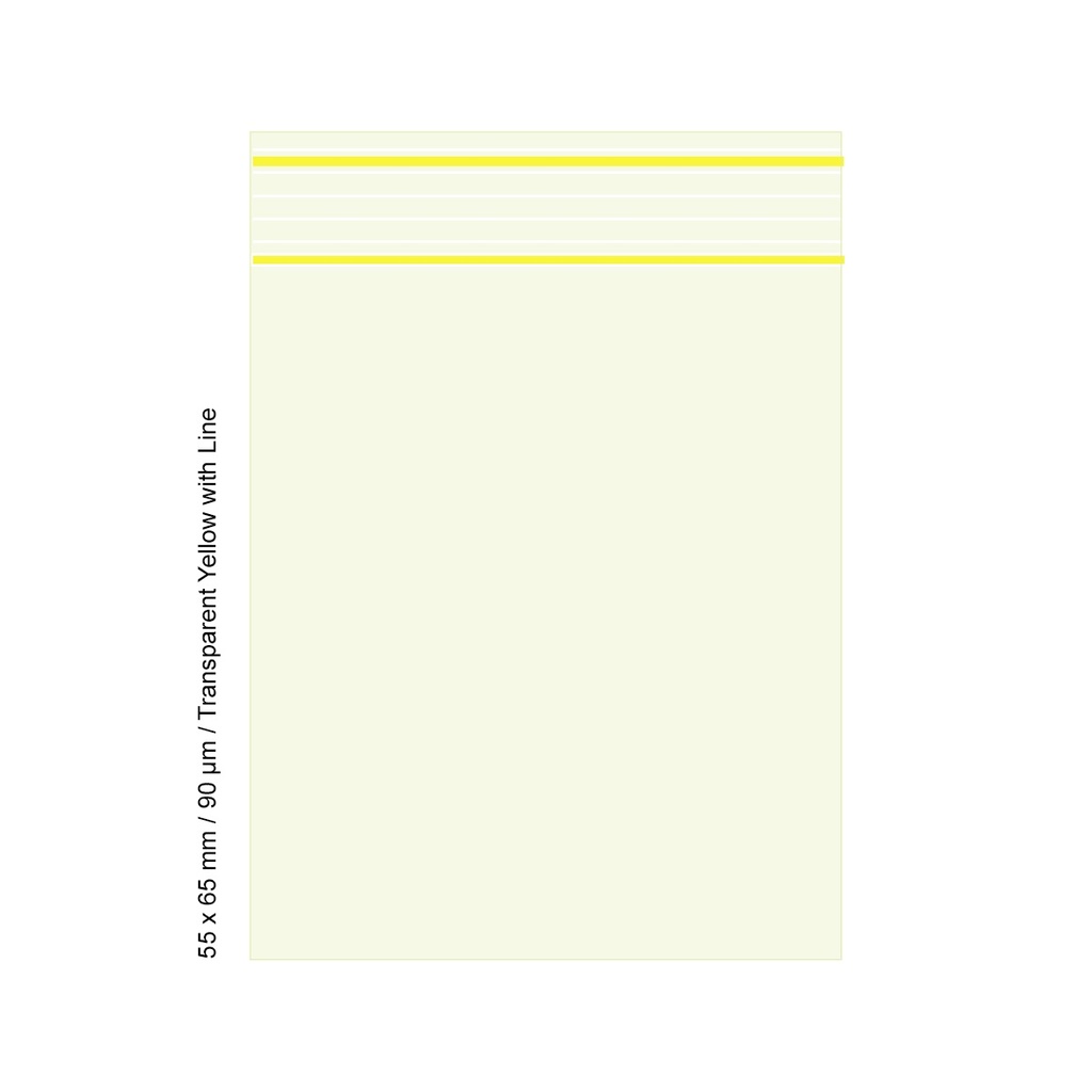 [TLD569YL] Poly Bag 5.5 X 6.5 Cm, 90 My, VE500, Transparent Yellow