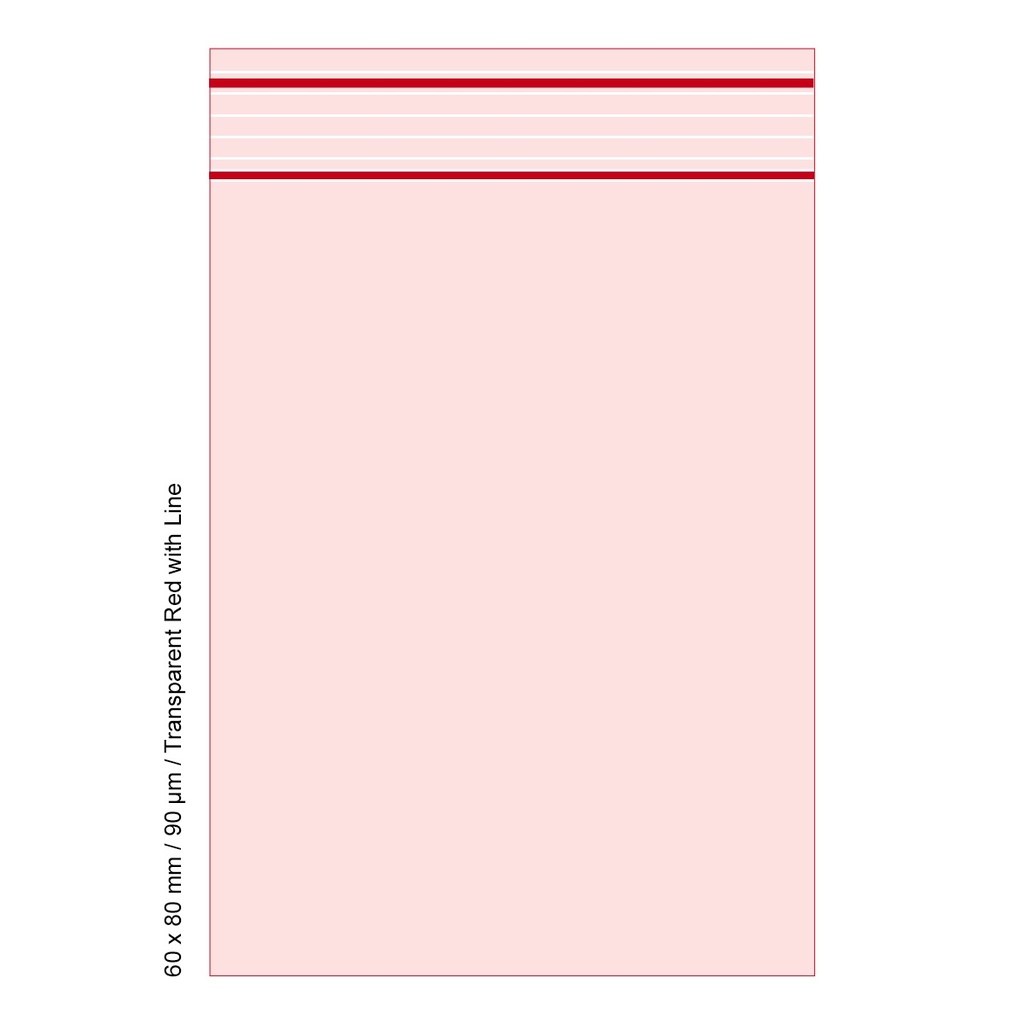[TLD689RD] Polybeutel 6 x 8cm, 90my, VE500, Transparent Rot