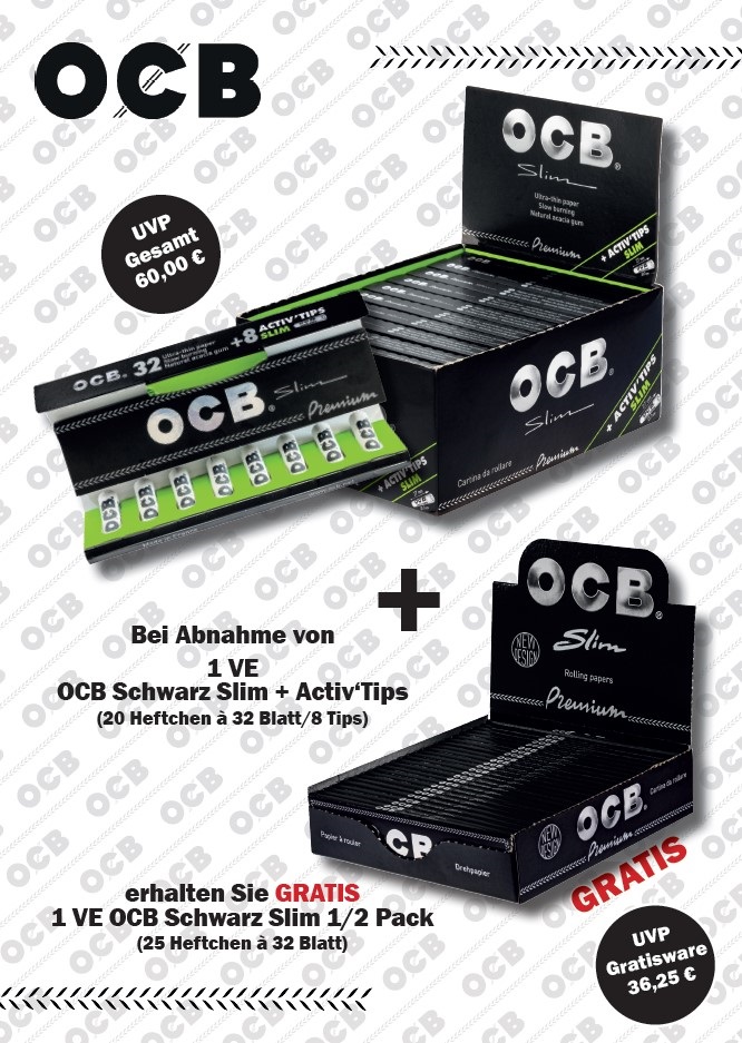 [ZI3ACTION] OCB KS Slim Schwarz Pack 1/2 und Pack mit ACTIVE Tip
