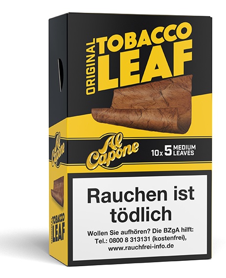 [ALCAORG] Al Capone Tobacco Leaf Wraps Original, 10 X 5 LEAFS