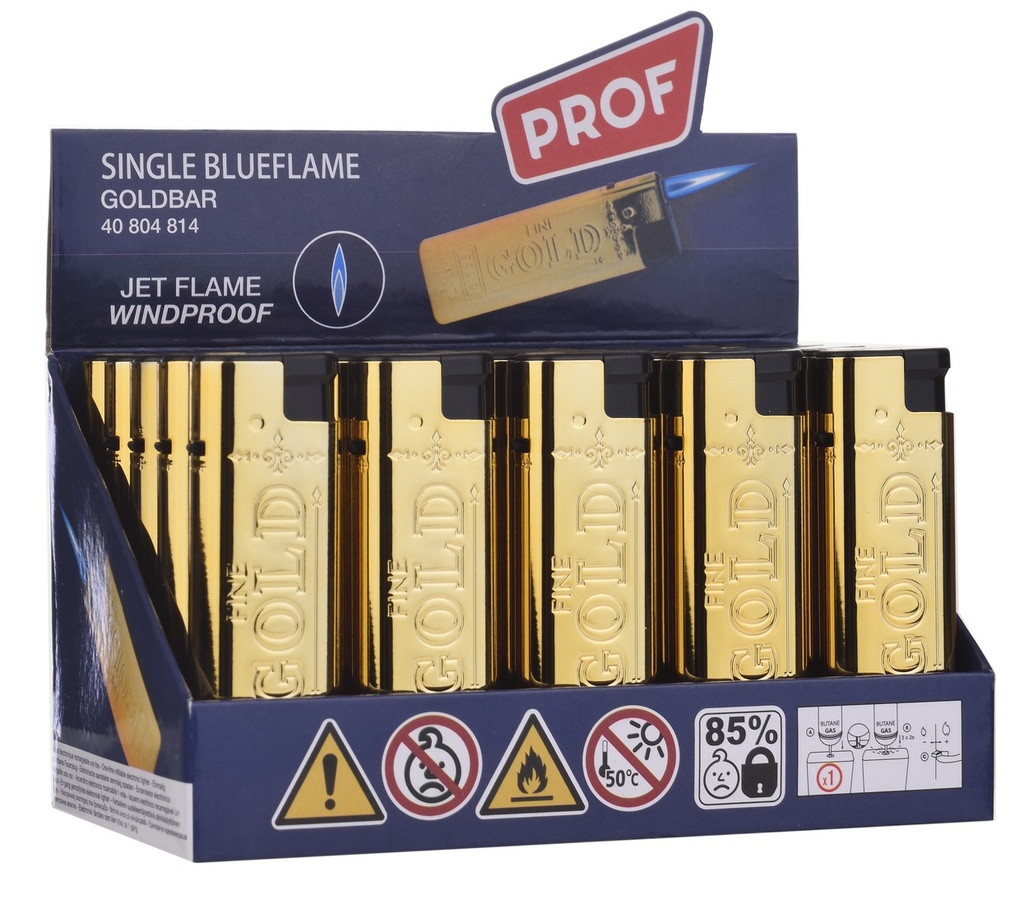 [HP94] JET Lighter, Goldbarren elox. Metall Gehäuse, VE25